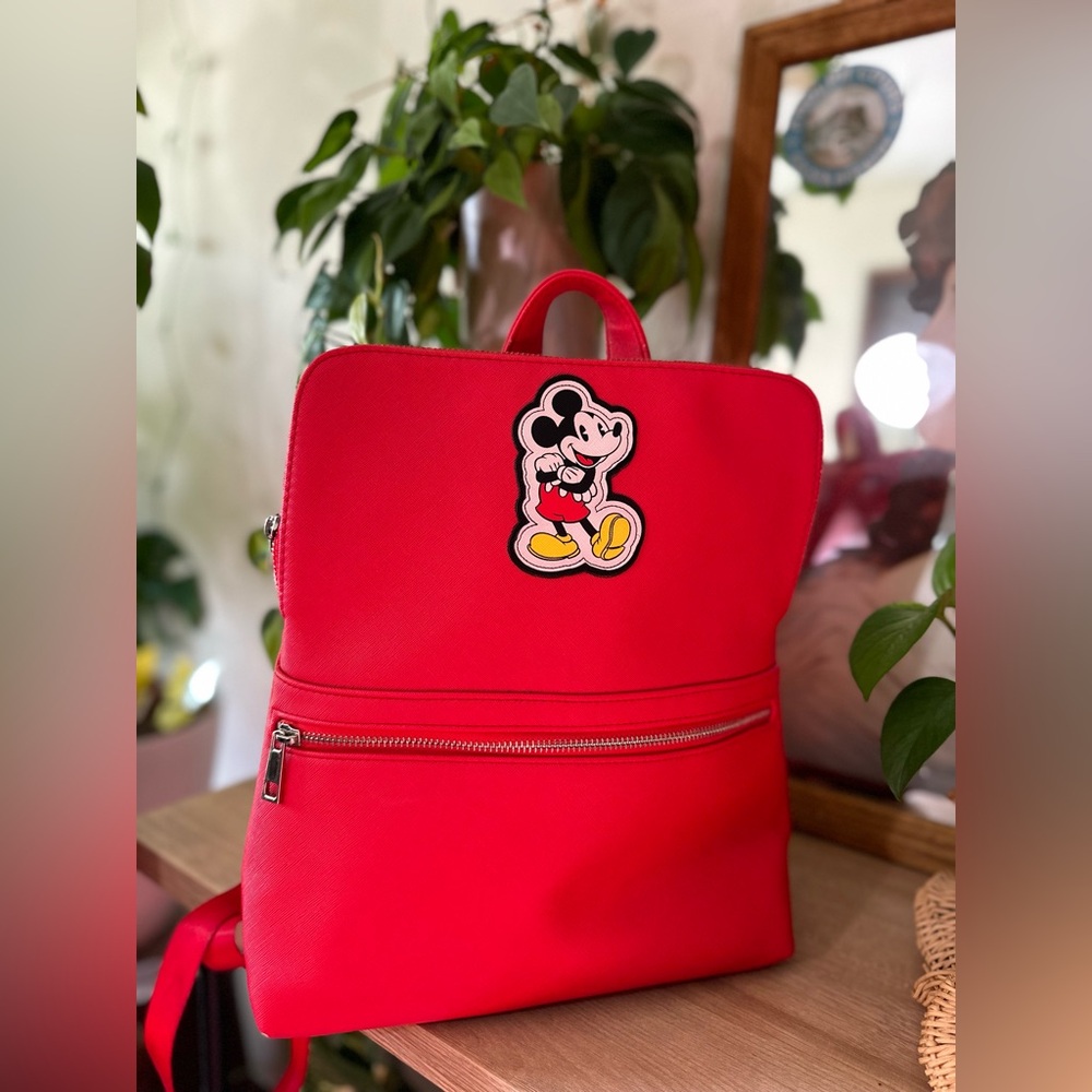 Disney Mickey Mouse Red Faux Leather Backpack